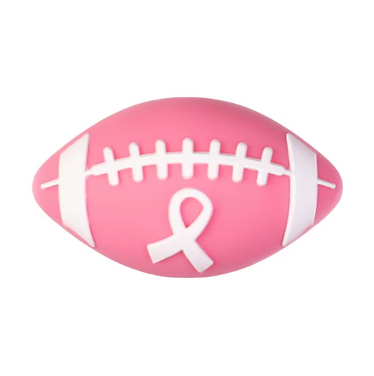 h1040- "Breast Cancer 3D Football" Silicone Focal Bead for DIY Crafts (1 Count)