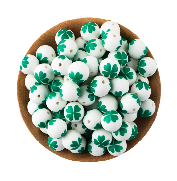 #752 -  15mm “Shamrock” Silicone Beads