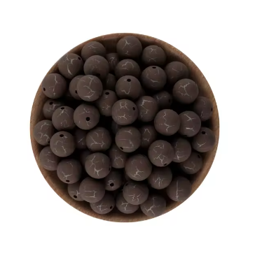 T18- 15mm “Brown - Western Design” Pattern Silicone Beads