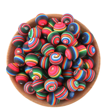 A-6043- 15mm  “Serape” Silicone Beads