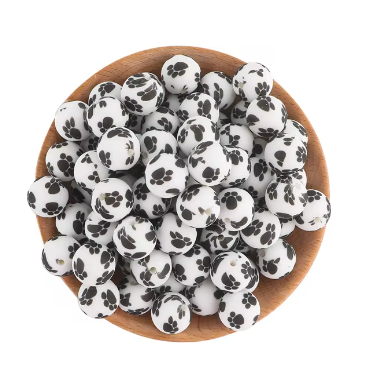 #724 - 15mm “Paw Print" Silicone Beads