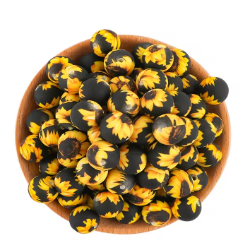 #715 - 15mm "Sunflower"Silicone Beads