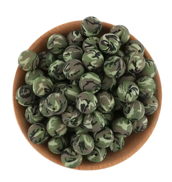 A-6019- 15mm Camouflage Silicone Beads