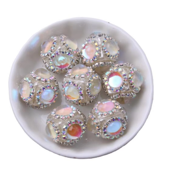 #372- White “Gypsy Rhinestone Bead