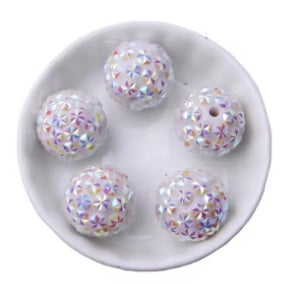 #1217 - 20mm White Starburst Rhinestone  Beads (10 Count)