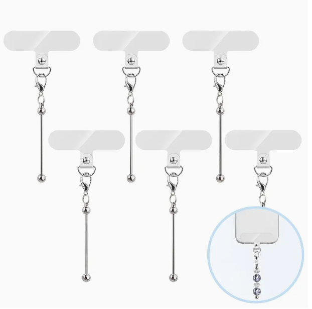 P95 - "Silver" Beadable Cell Phone Charm (1 Count)