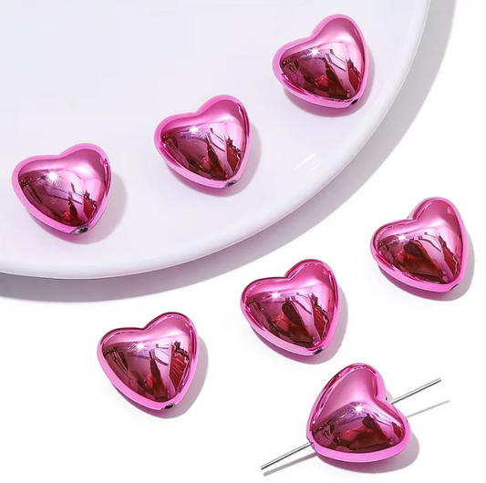 W452- Pink 18*19mm Acrylic UV Heart Beads (1 Count)