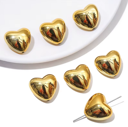W454- Gold 18*19mm Acrylic UV Heart Beads (1 Count)