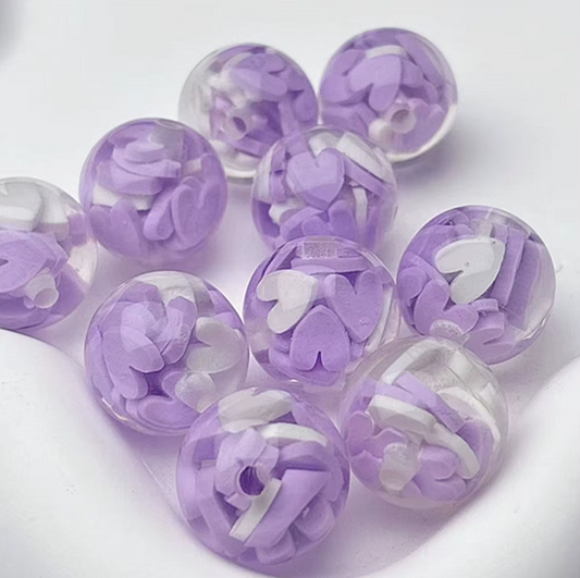 W446- Purple 16mm Jelly Heart Confetti Beads (1 Count)