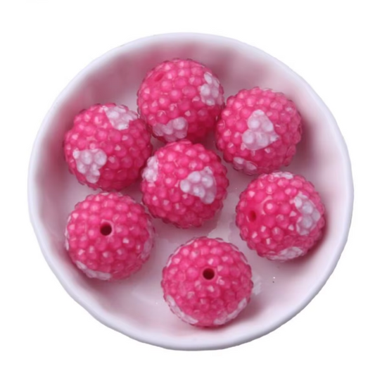 W494- Dark Pink 20mm Heart Jelly Rhinestone Acrylic Bead (1 Count)