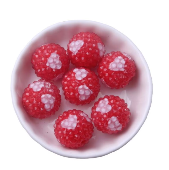 W496- Red 20mm Heart Jelly Rhinestone Acrylic Bead (1 Count)