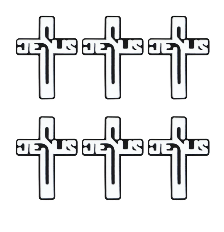 X133- "Black Jesus Cross  Silicone Focal Bead for DIY Crafts (1 Count)