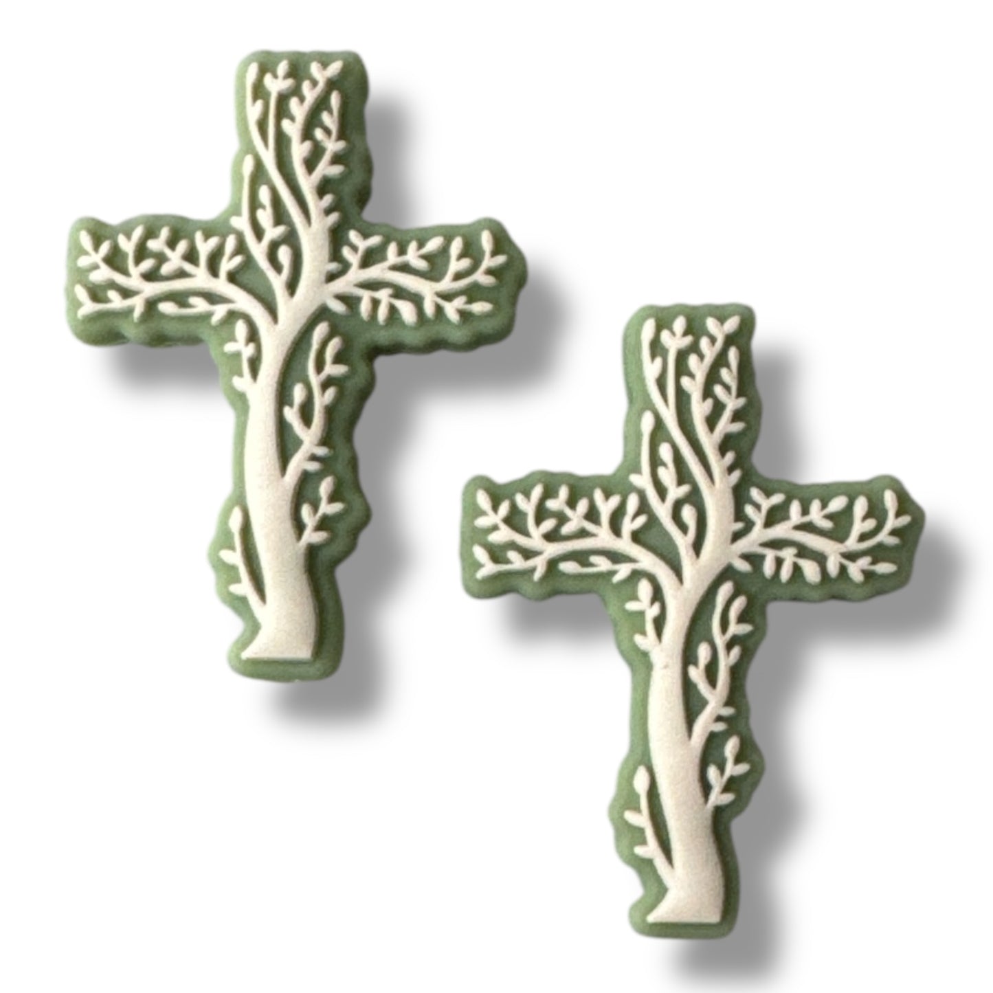 e637 -  "Sage Tree Cross" Silicone Focal Bead  (1 Count)