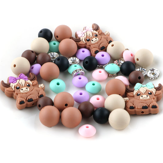 Z/526 - "Mini Cows" Silicone Bead & Bling Kit