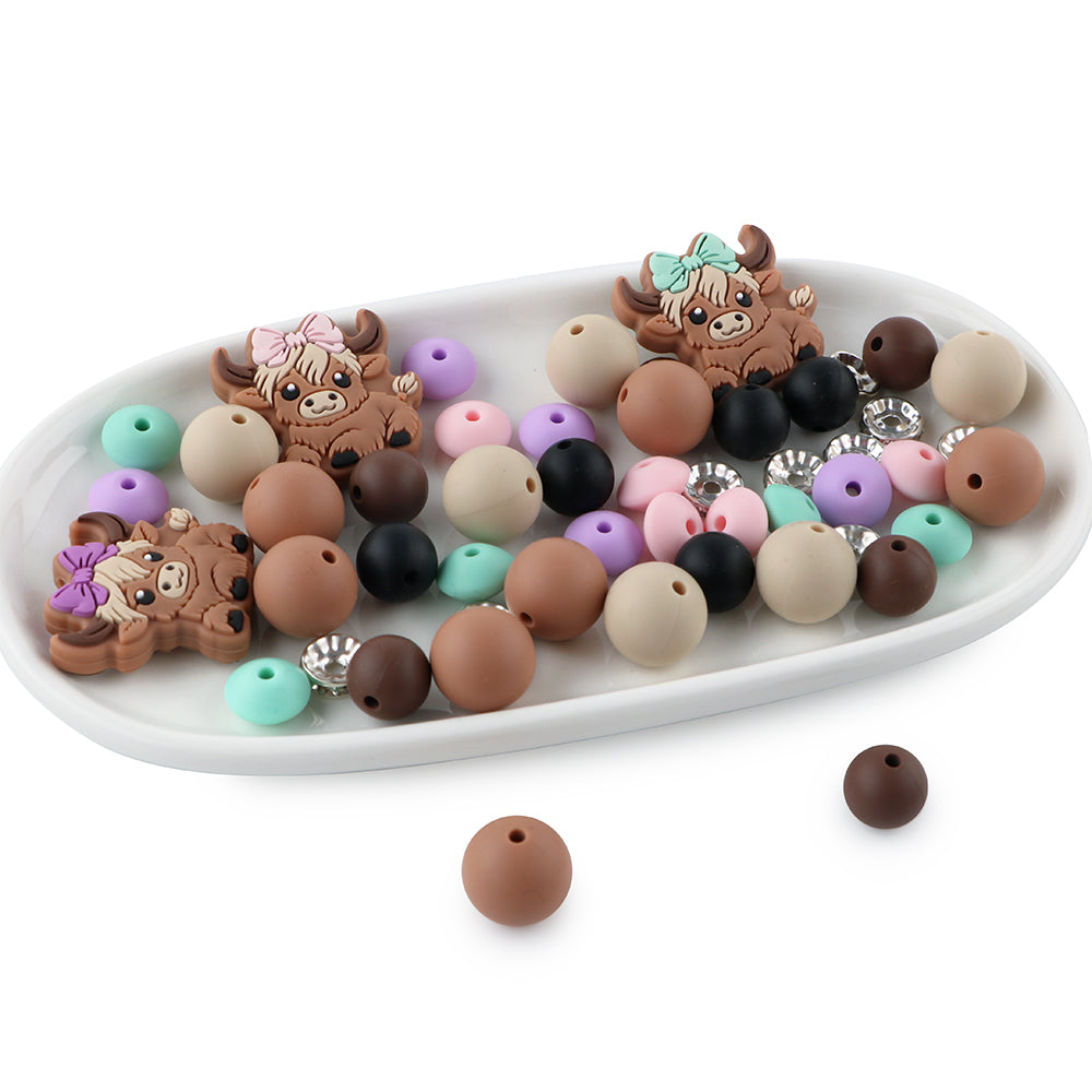 Z/526 - "Mini Cows" Silicone Bead & Bling Kit