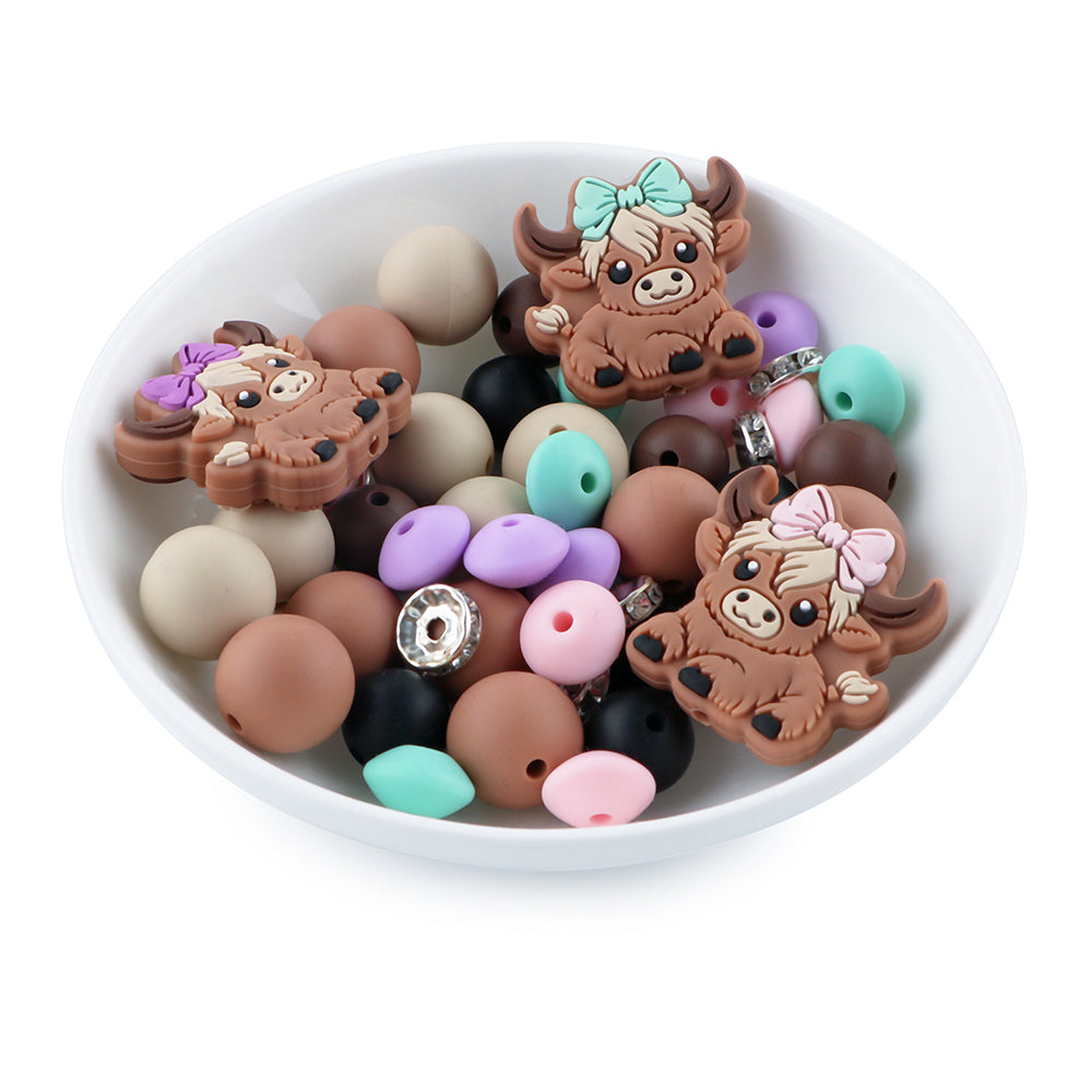 Z/526 - "Mini Cows" Silicone Bead & Bling Kit