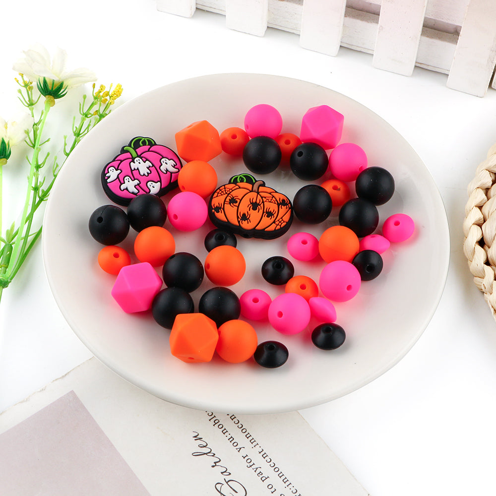 Z/541 - "Halloween"  Pink & Orange Silicone Bead Kit