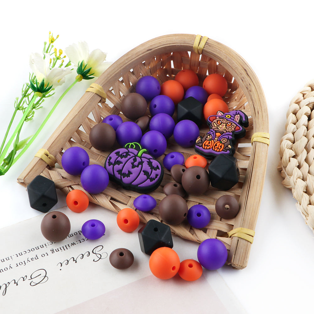 Z/523 - "Halloween"  Purple, Orange, & Black Silicone Bead Kit