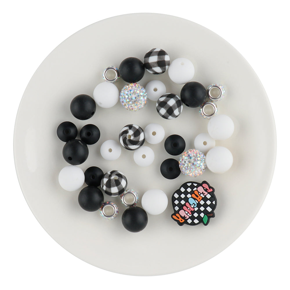 Z/ 507 - "Teacher" Black & White Silicone Bead Bling Kit