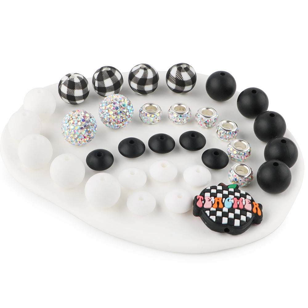 Z/ 507 - "Teacher" Black & White Silicone Bead Bling Kit