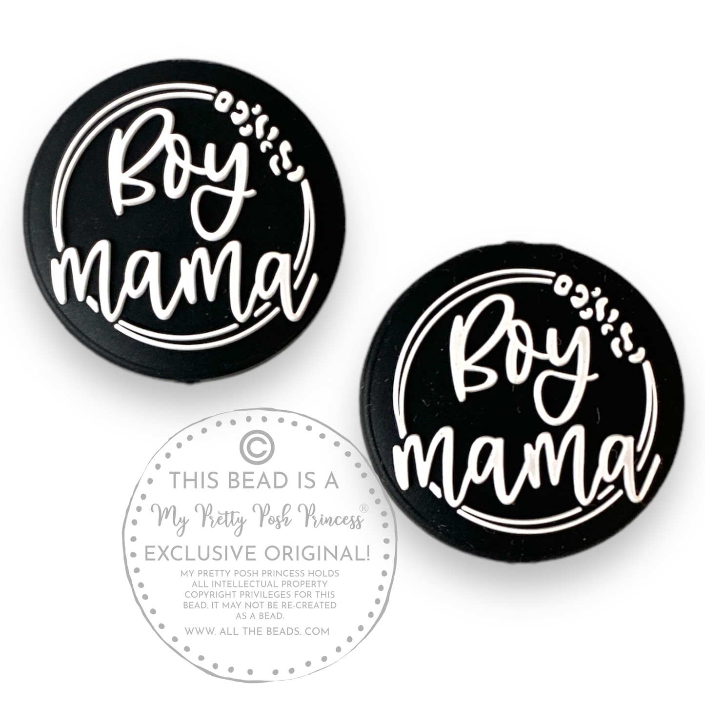 e569 - "Boy Mama"  Exclusive  Focal Bead Silicone (1 Count)