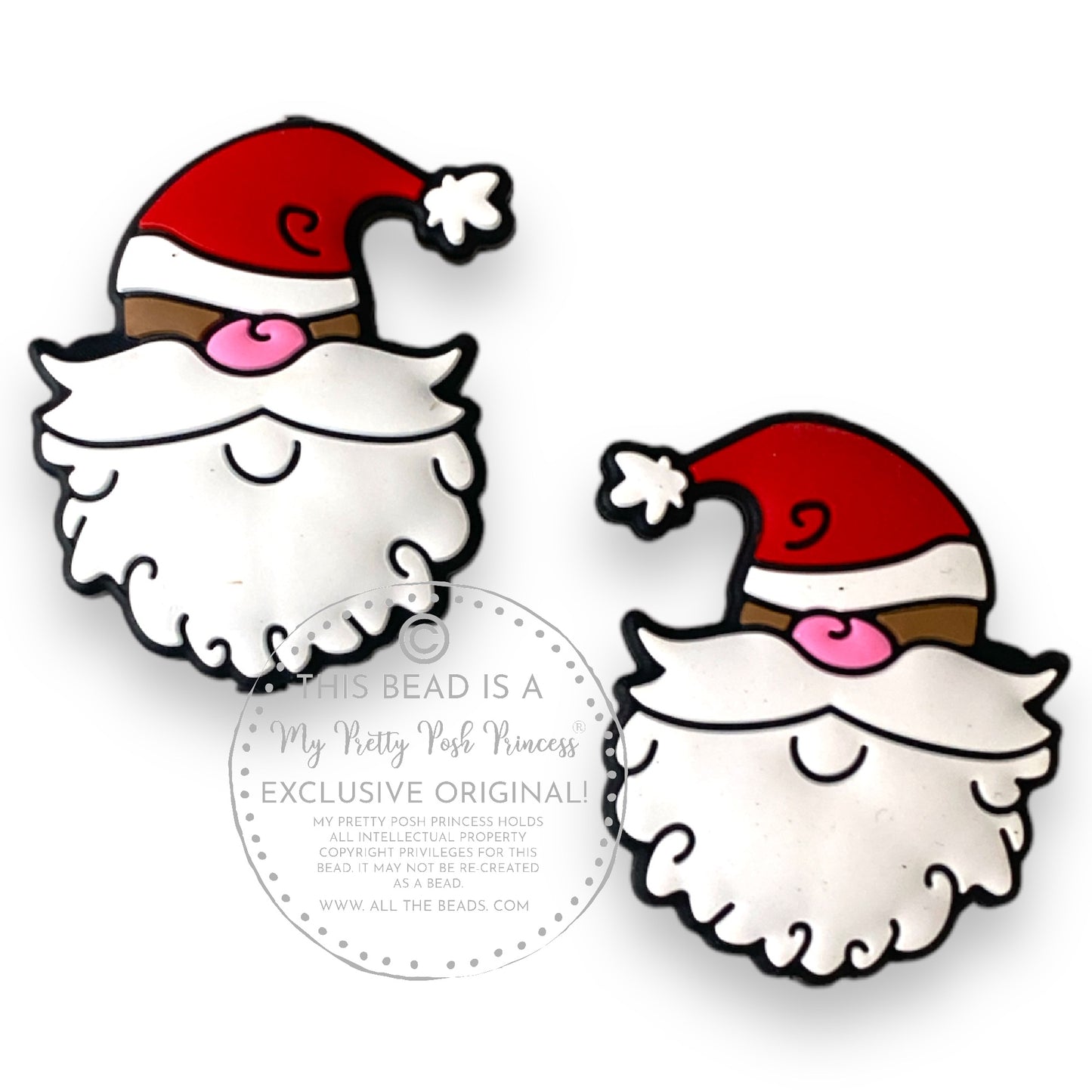 X12 - Santa -Exclusive "  Focal (1 Count) Bead Silicone