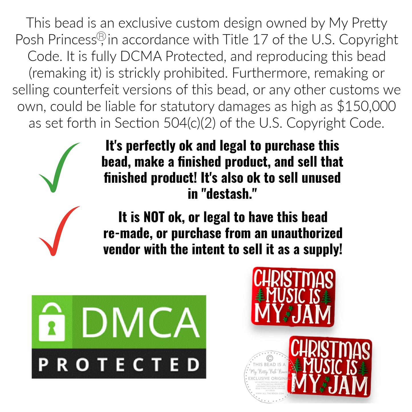 X11 - Christmas Music Is My Jam -Exclusive   Focal (1 Count) Bead Silicone