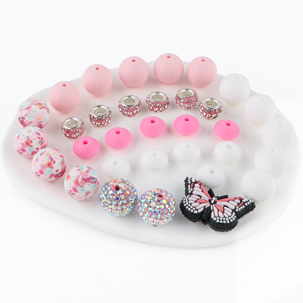 Z/544 - "Pink Butterfly" Silicone Bead & Bling Kit