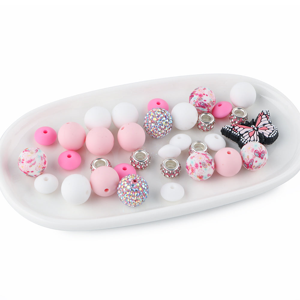 Z/544 - "Pink Butterfly" Silicone Bead & Bling Kit