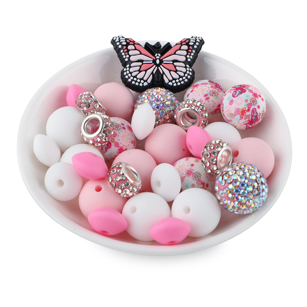 Z/544 - "Pink Butterfly" Silicone Bead & Bling Kit