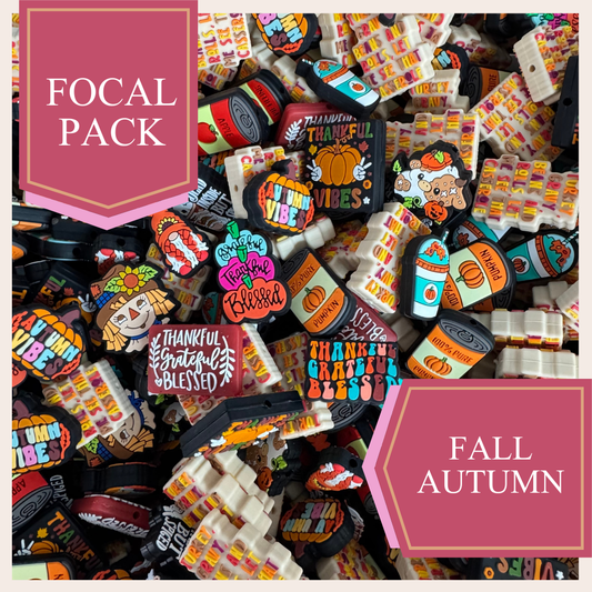 10 Count Fall/Autumn Themed Silicone Focal MEGA VALUE Pack