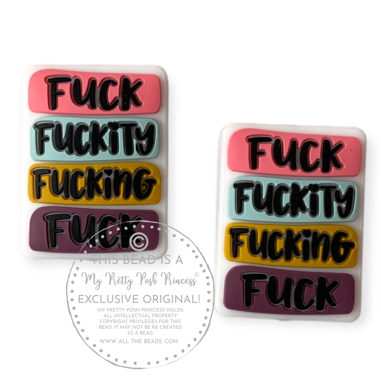 e519- "F*ck,  F*ckity, F*cking, F*ck"  Exclusive (1 Count) Focal Bead Silicone