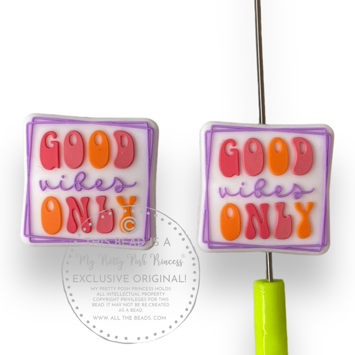 e533- "Good Vibes Only"  Exclusive  Focal Bead (1 Count)