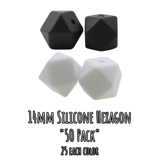 CK- 235 - 14mm Hexagon Black/White Silicone 50 Count Pack X_________