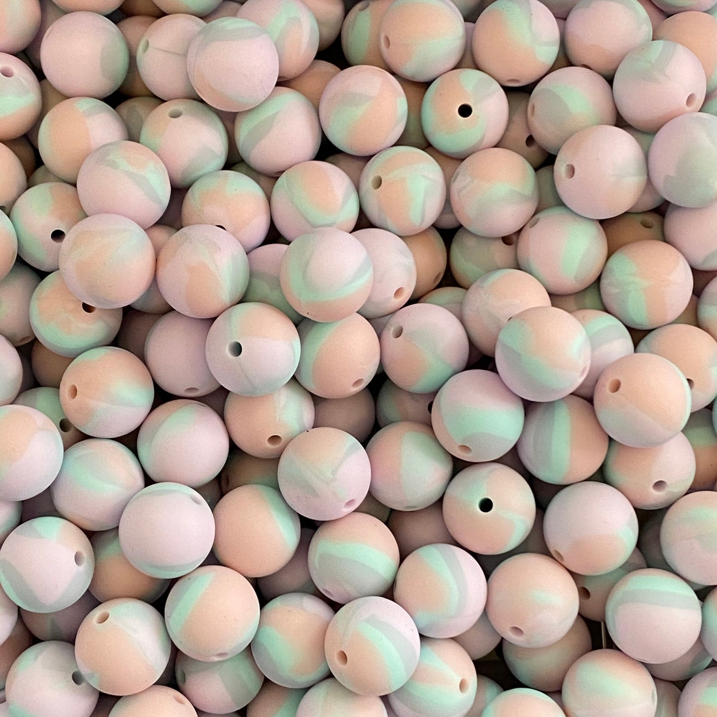 T182- 12mm "Pink/Mint/Lavender" Tye-dye Silicone Beads