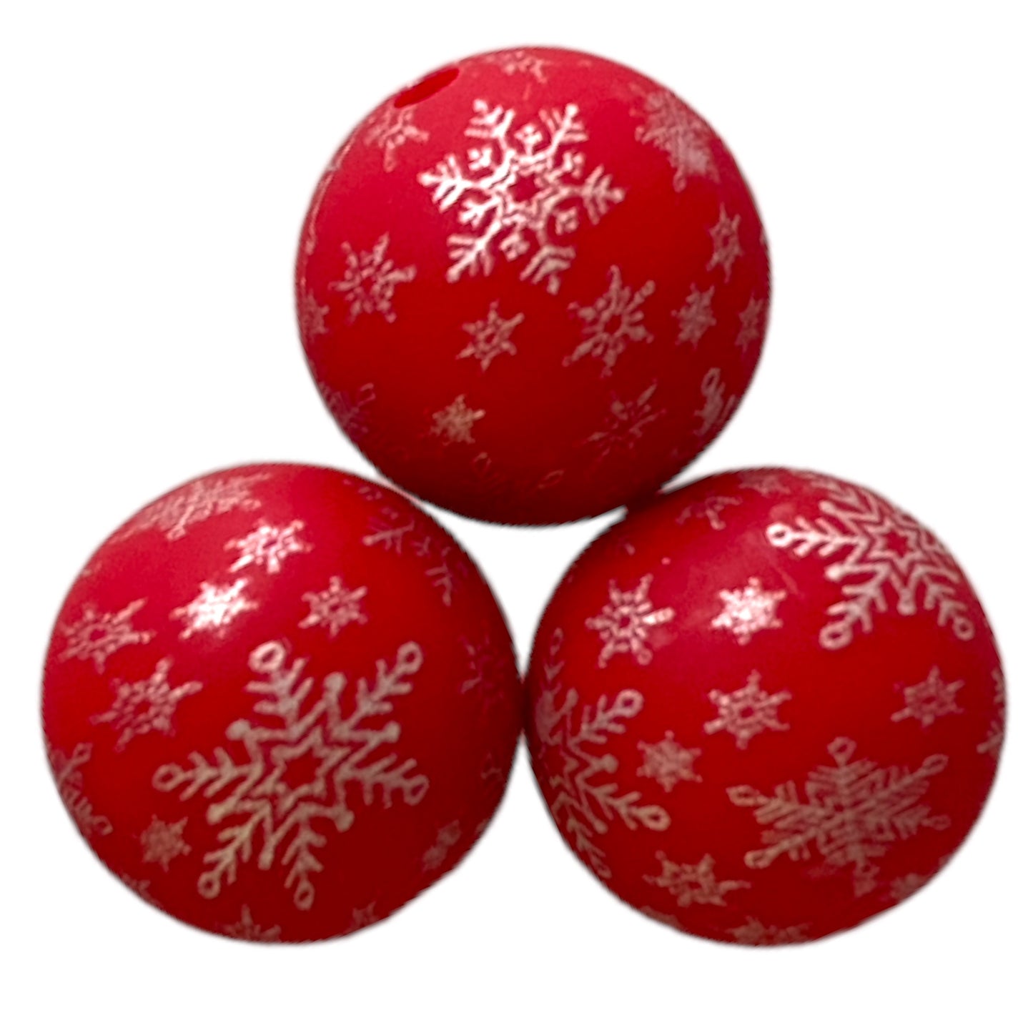 T67 -  “15mm Red Snowflake” Silicone Beads