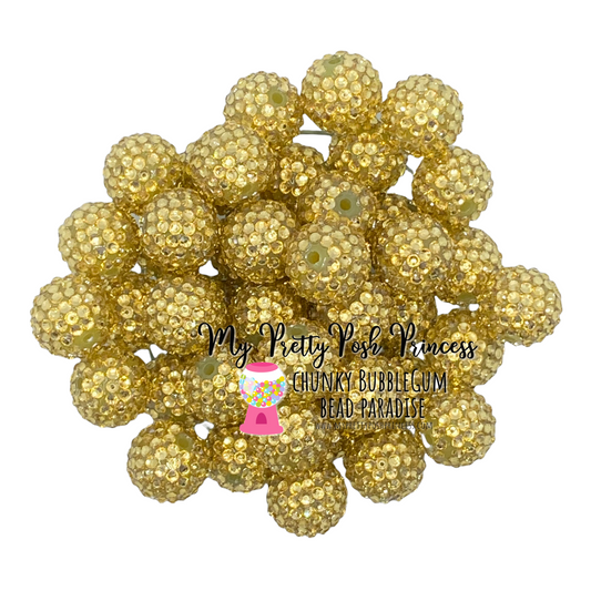 #251 - 12mm Yellow Gold Rhinestone  Beads  (20 Count)