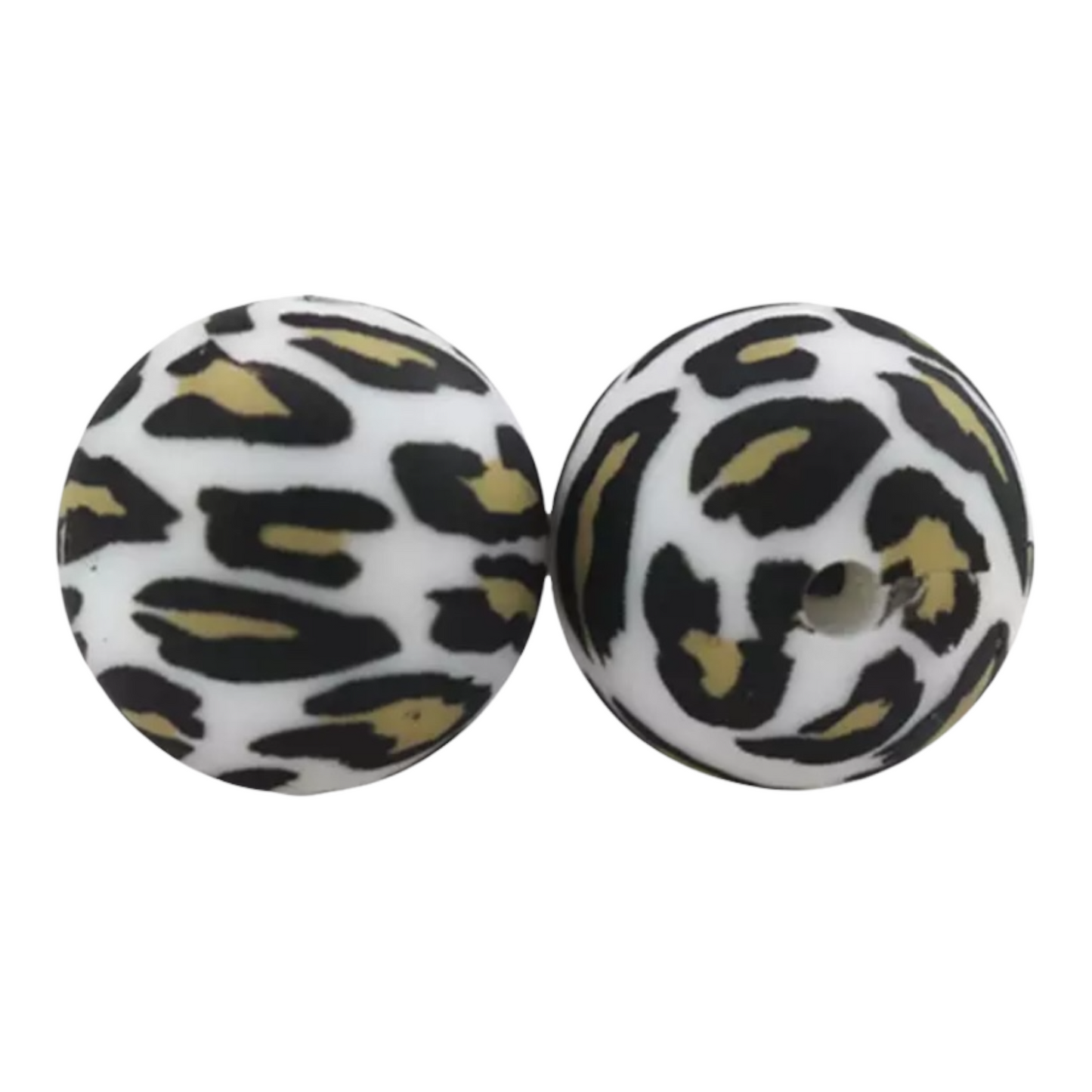 12mm-  P-01- “White Leopard”  Silicone Beads