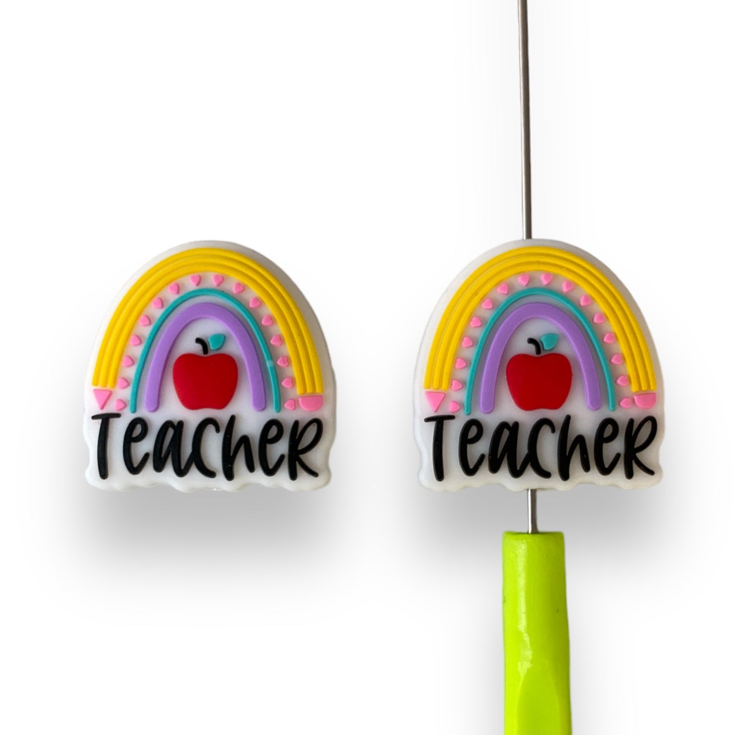 X320 - "Teacher Rainbow"  "Exclusive"  Focal (1 Count) Bead Silicone *Copyright