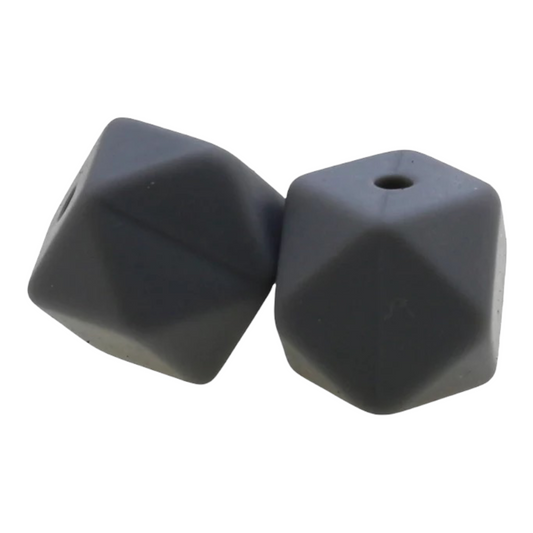 Dark Gray Silicone Hexagon Bead (14mm or 17mm) (1 Count)