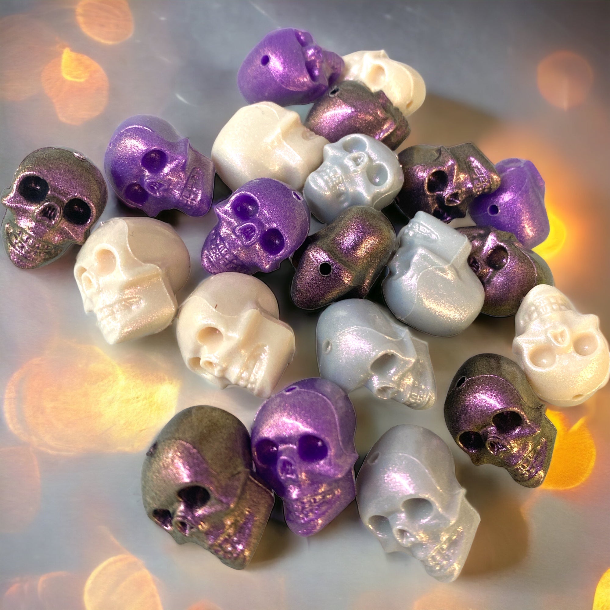 X171- (1 Count) Purple Opal 22mm x 15mm Skull Silicone Focal Bead