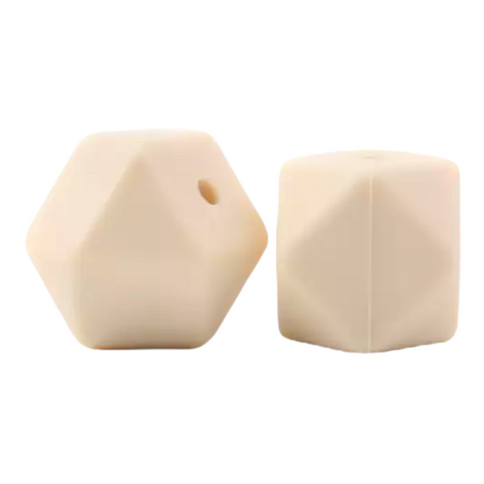 Cream Silicone Hexagon Bead (14mm or 17mm) (1 Count)