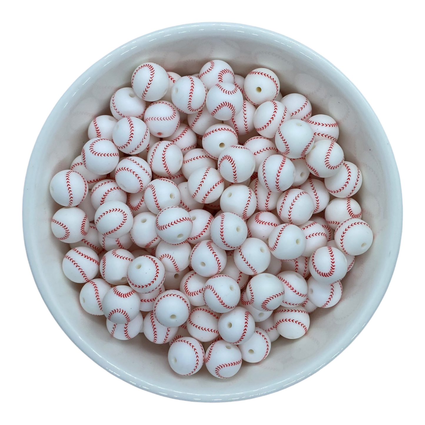 A45 - 15mm "Baseball" (10 Count) Silicone Beads, Craft Supplies