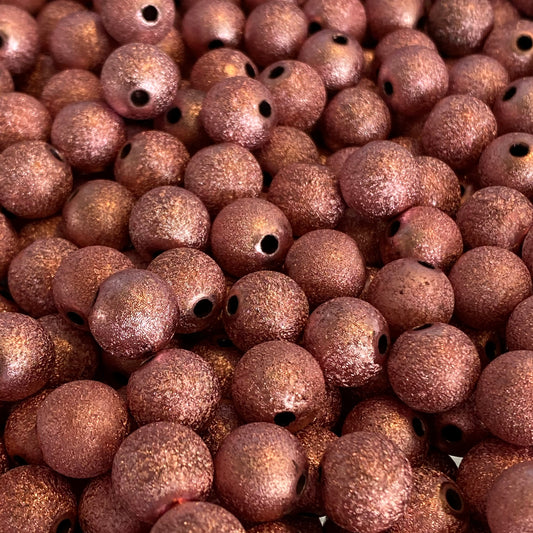 #146- 12mm Rose Gold Stardust Acrylic Bubblegum Beads (20 Count)