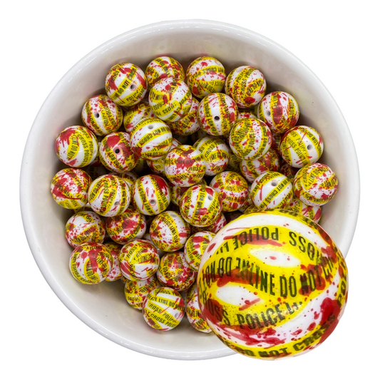 #529 - 20mm “Crime Scene” Printed Bead