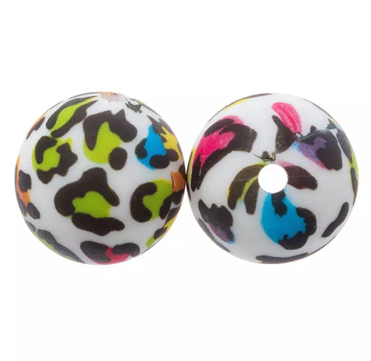 12mm-  A-08- Colorful Leopard  Silicone Beads