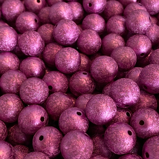 #149- 12mm Dark Pink Stardust Acrylic Bubblegum Beads (20 Count)