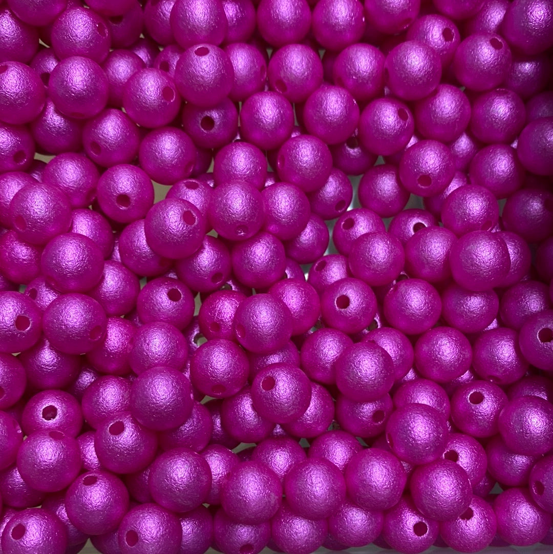 w112- 12mm Dark Pink "Wrinkle" Acrylic Beads (20 Count)