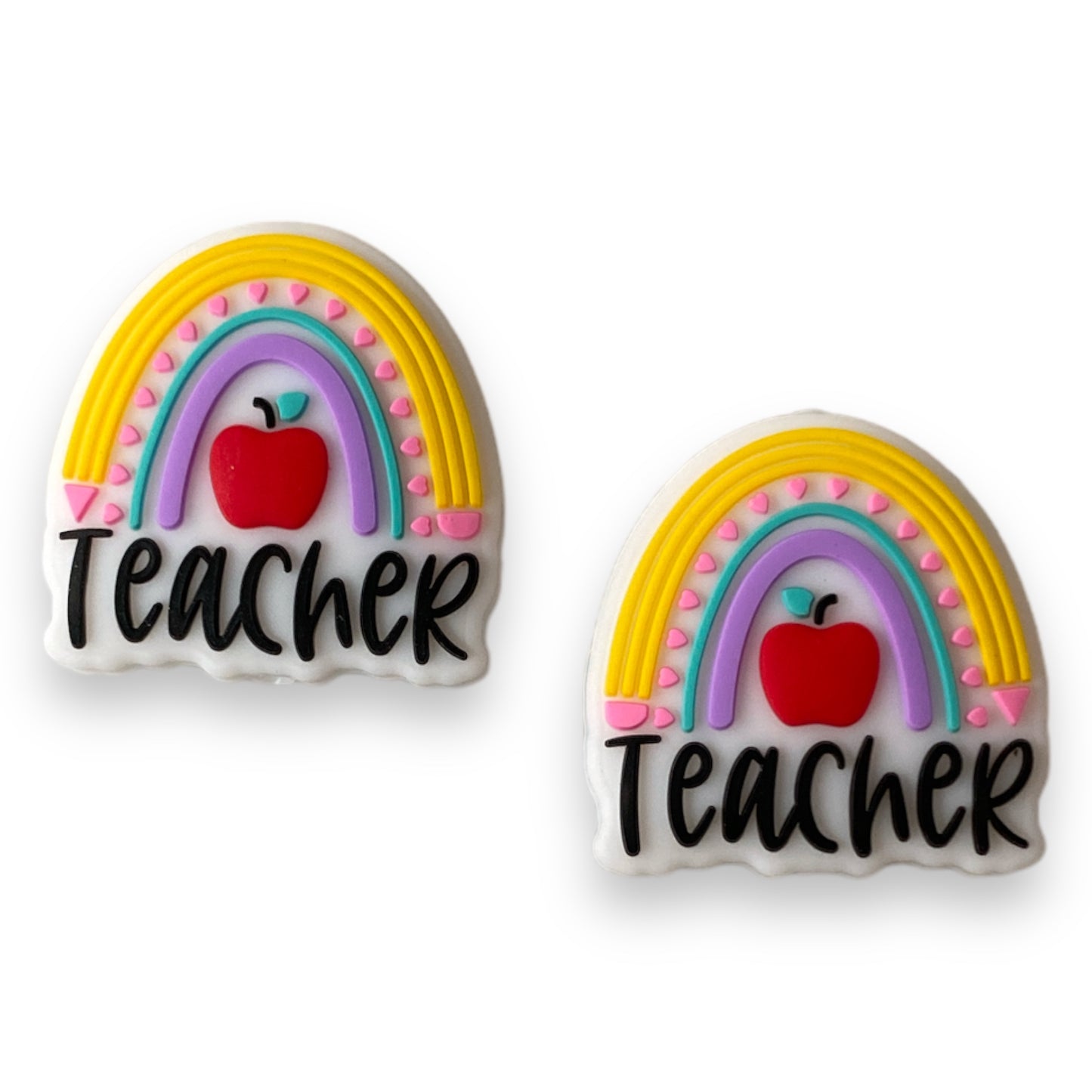 X320 - "Teacher Rainbow"  "Exclusive"  Focal (1 Count) Bead Silicone *Copyright