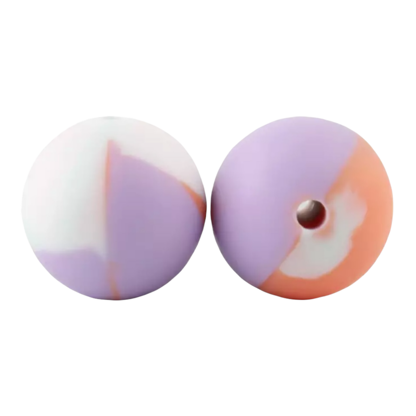 T179- 12mm "Purple/Coral" Tye-Dye Silicone Beads